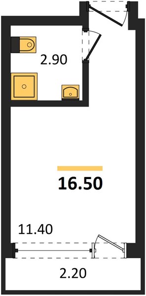 Комплекс апартаментов SKY SEVEN — Студия, 16,5 м²